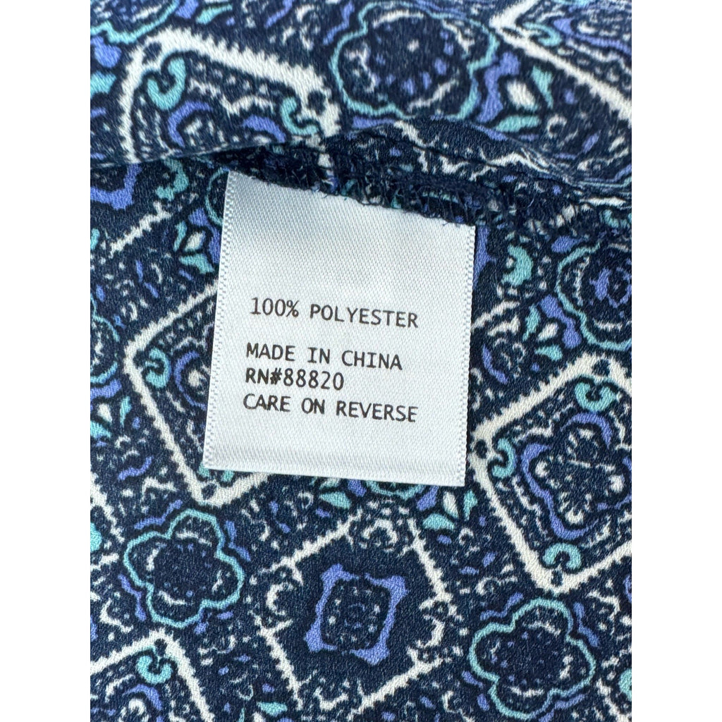 Cynthia Rowley Sleeveless Top Blouse Blue Tile Geometric Print Women’s Size M