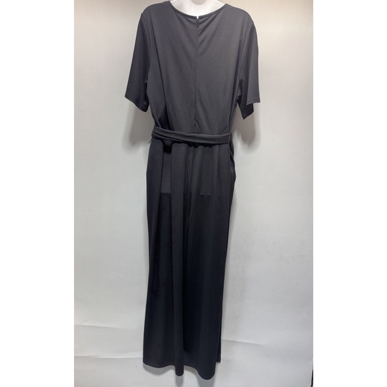 Lane Bryant NWT Womens Size 18 Black Wide Leg Jumpsuit Tie Waist V Neck $99