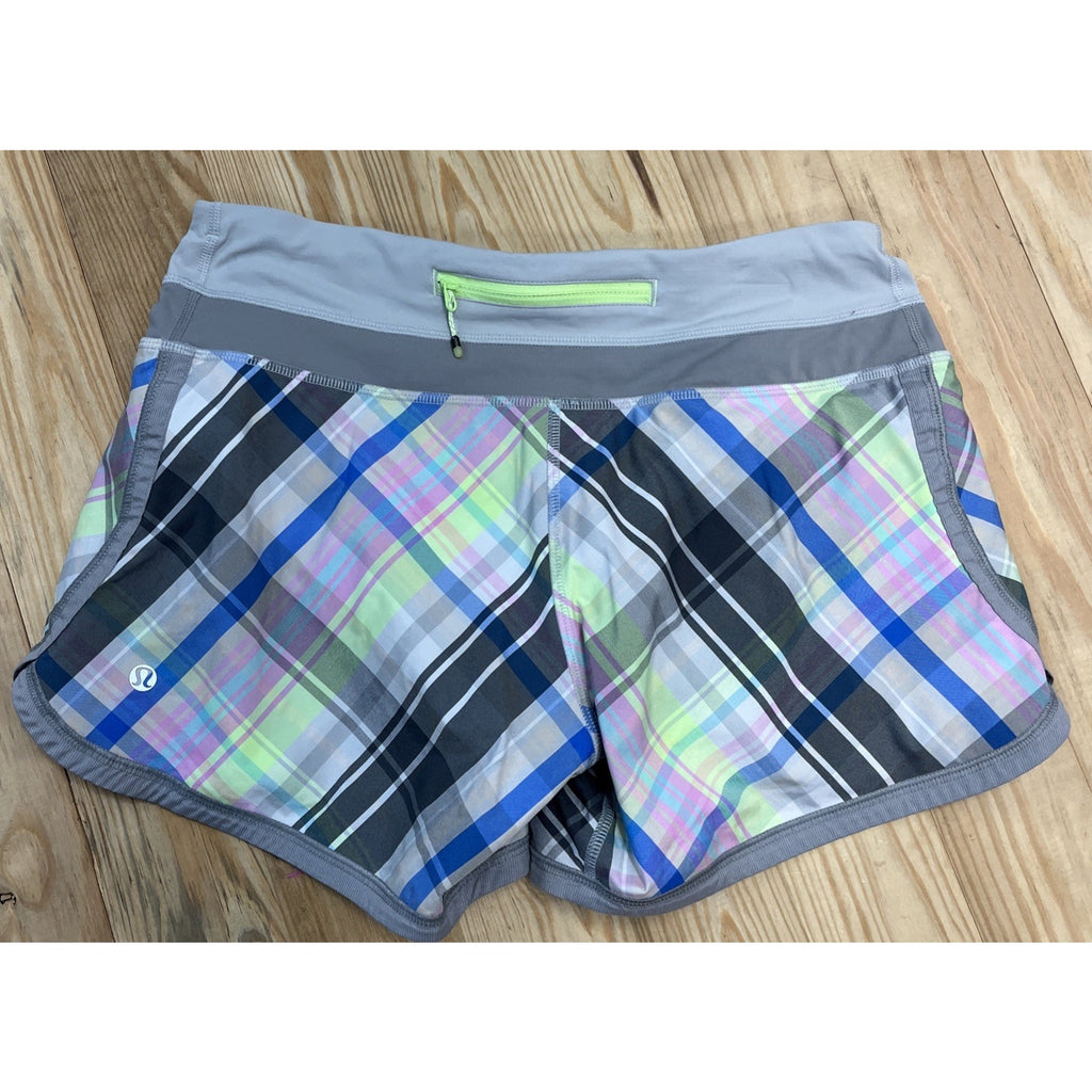 LULULEMON Run Speed Short Size 6 Rad Plaid Lullaby Reflective Ambient Gray