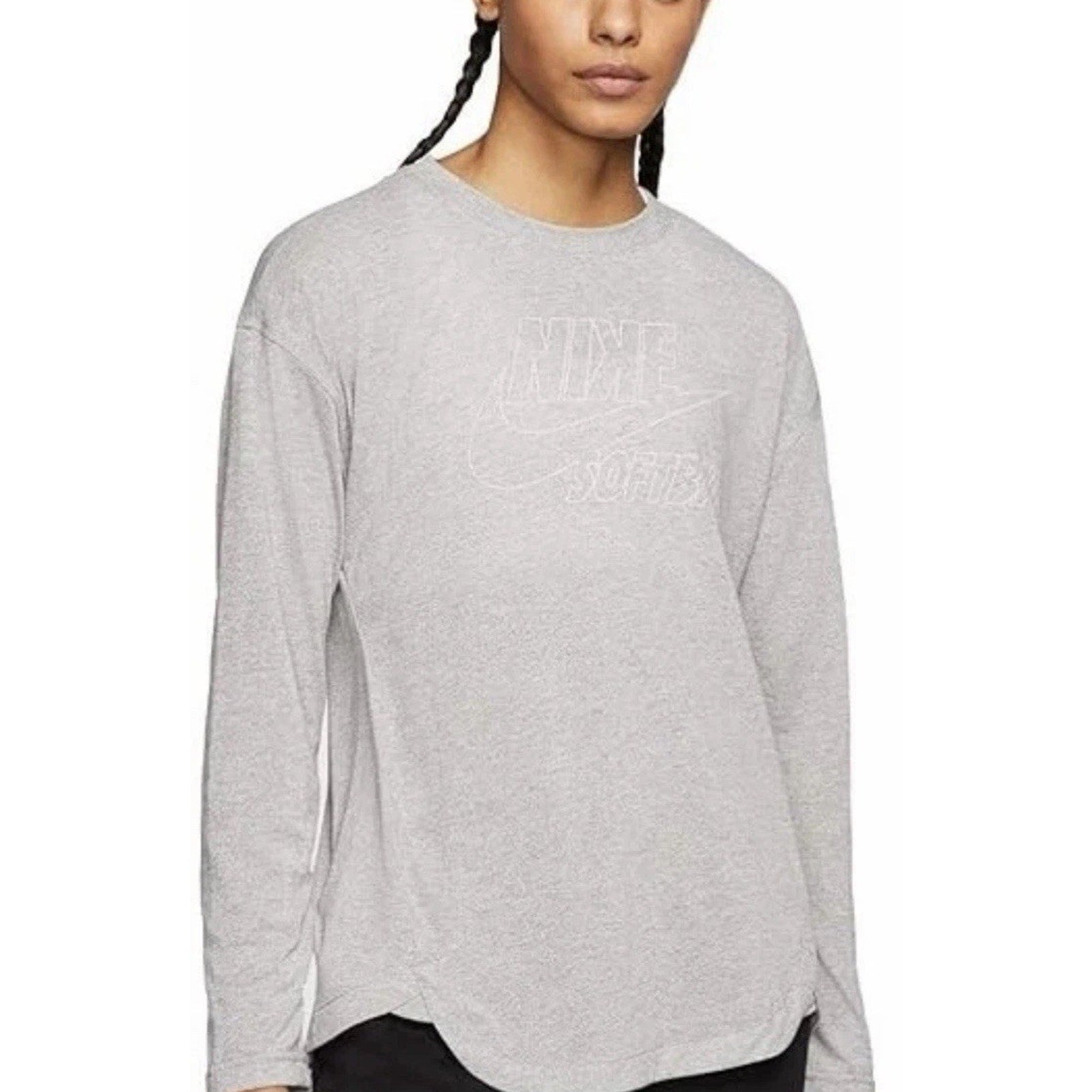 Nike Women's LARGE Breathe Women's Long-Sleeve Softball Top in Gray