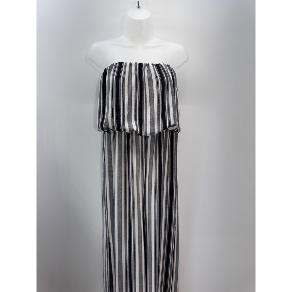 PROMESA Black And White Striped Sleeveless Wide Leg Jumpsuit Women’s Size Small