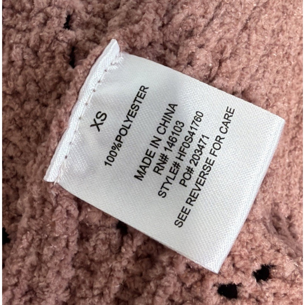 New Hippie Rose Sweater Womens XS Cardigan Open Mauve Boho Long Pockets L/S