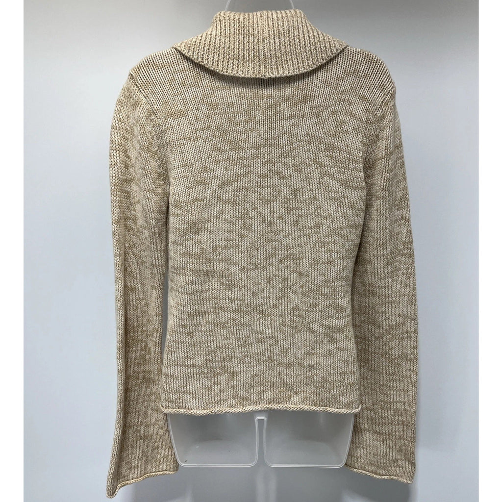 Calvin Klein Biege Single Button Knit Cardigan Large 100% Cotton