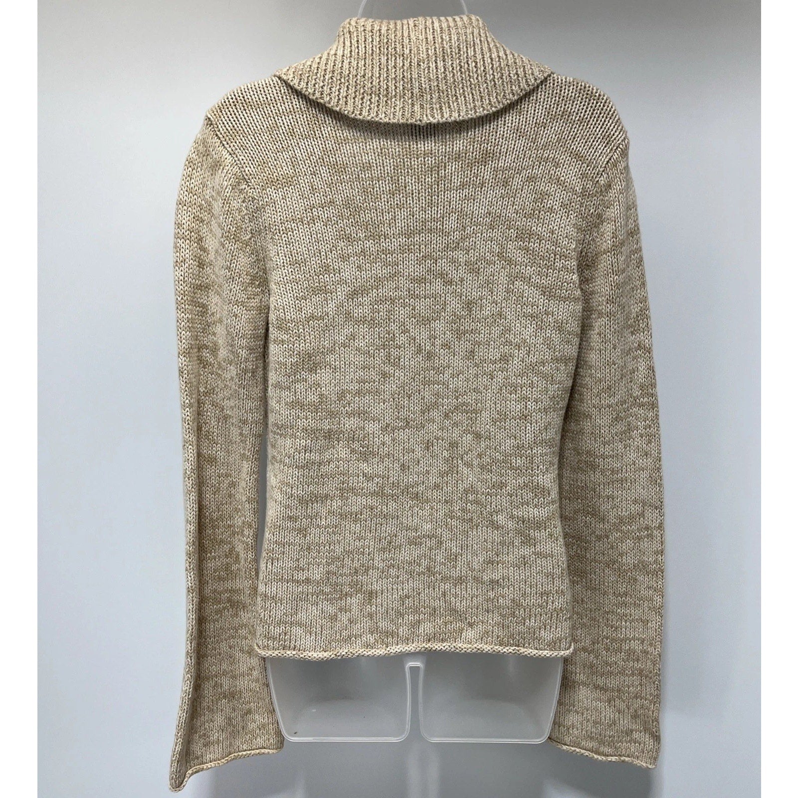 Calvin Klein Biege Single Button Knit Cardigan Large 100% Cotton