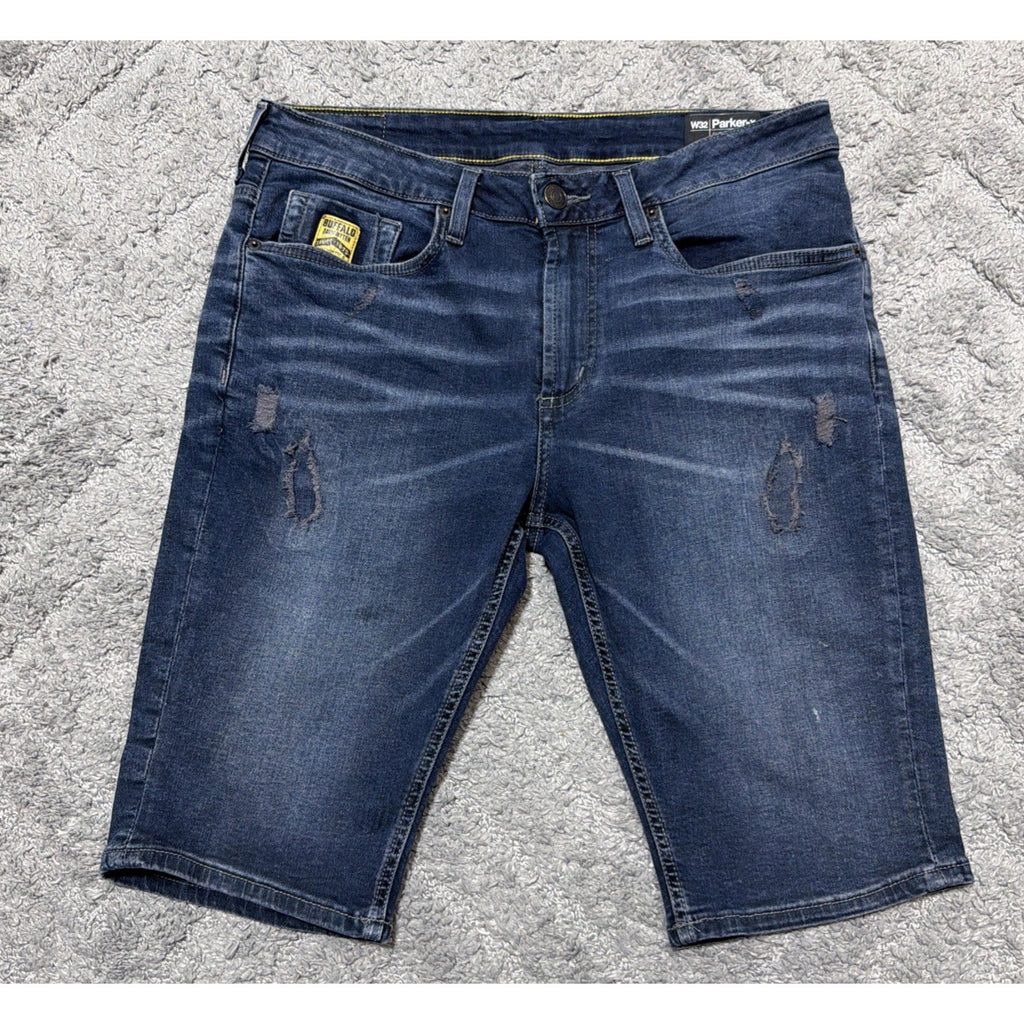 Buffalo David Bitton Parker-X Mens Denim Shorts Dark Wash Slim Fit Stretch 32