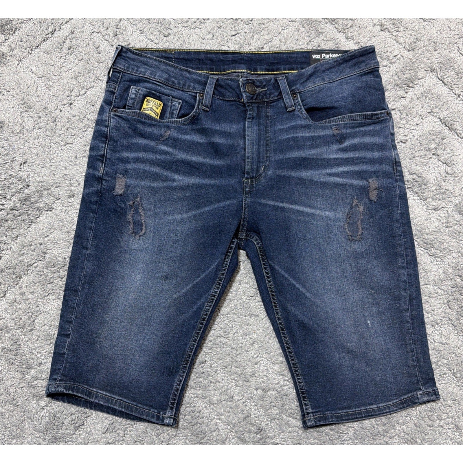Buffalo David Bitton Parker-X Mens Denim Shorts Dark Wash Slim Fit Stretch 32