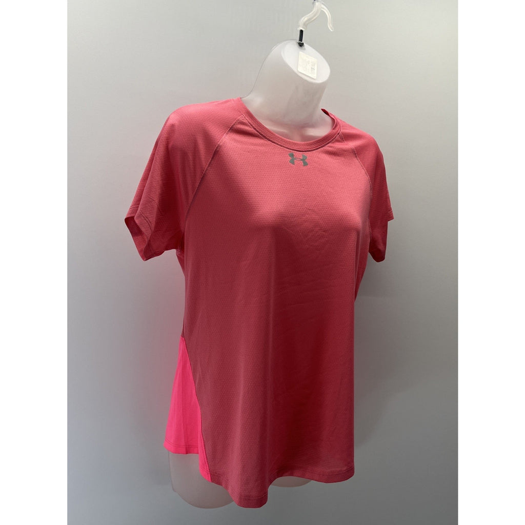 Under Armour UA Heat Gear Iso-Chill Run 200 Short Sleeve Pink Size L