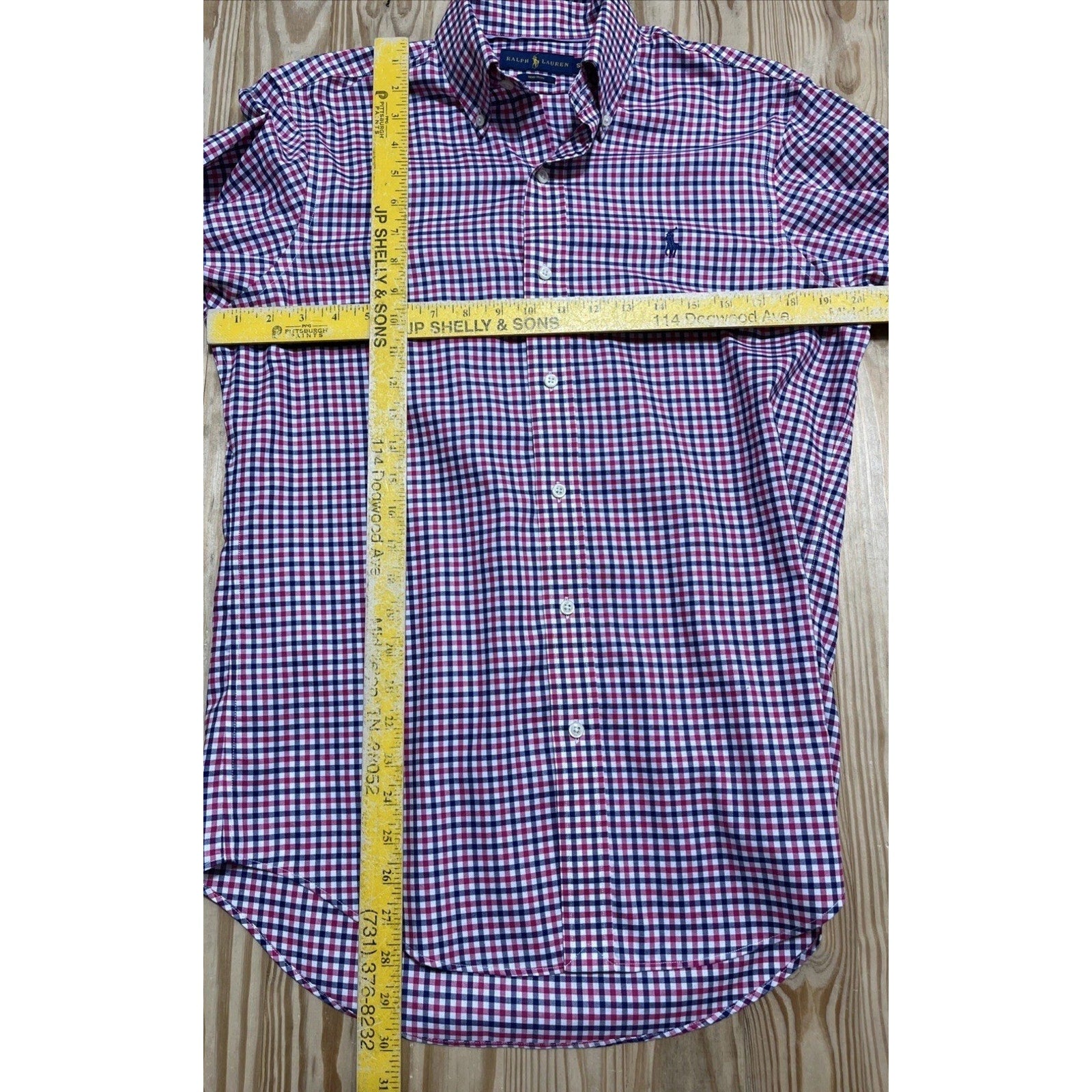 POLO Ralph Lauren Size S Non-Iron Pink Plaid Long Sleeve Shirt Mens