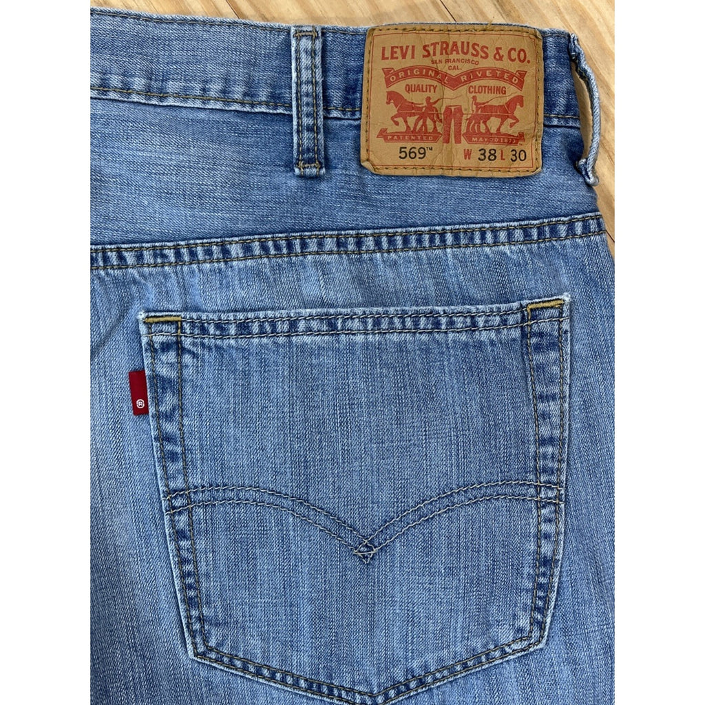 Levi's 569 Loose Straight Jeans Mens 38x30 Lightweight Blue 100% Cotton Denim