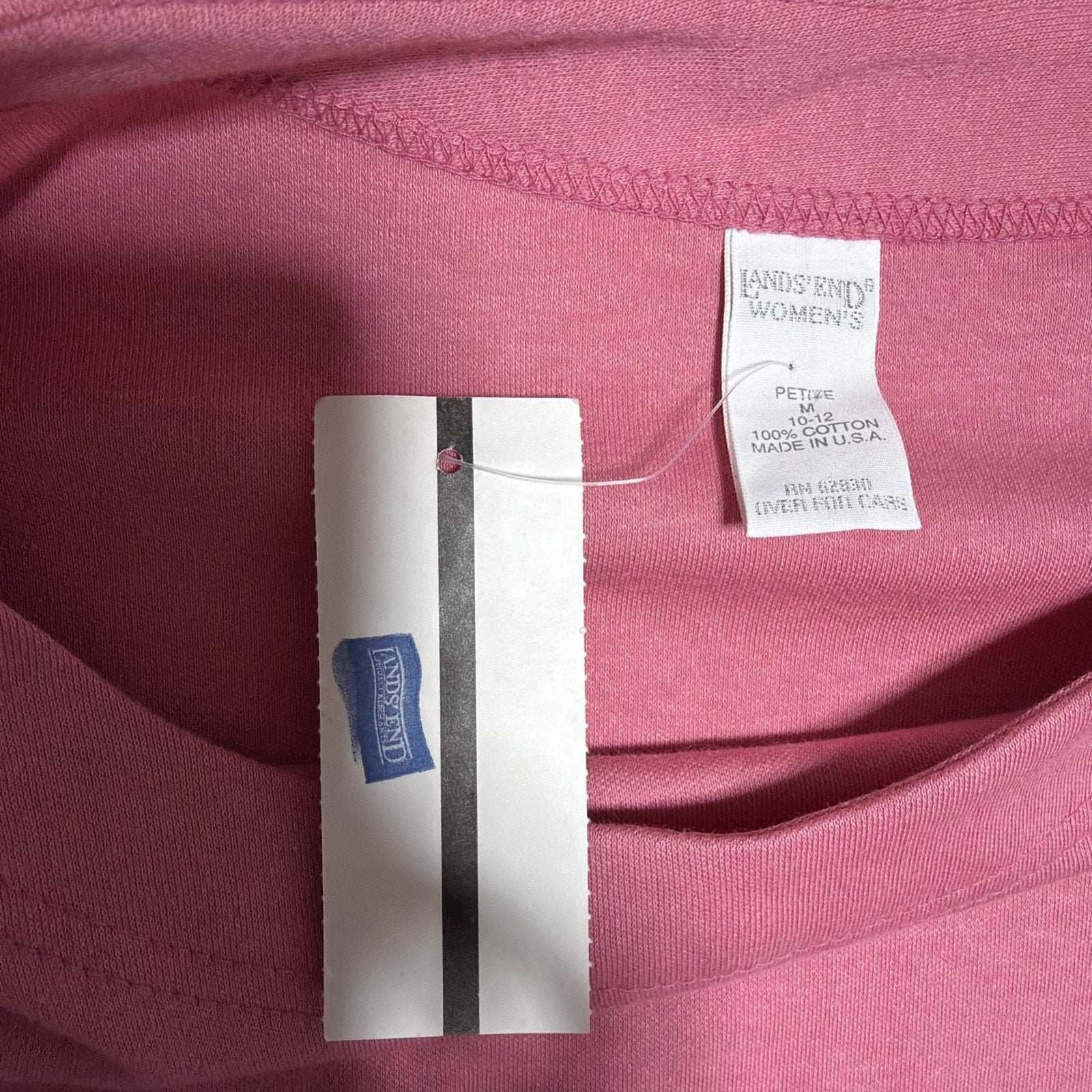 Vintage Lands End Women’s PetiteM Button Side Detail Sweatshirt Made In USA Pink