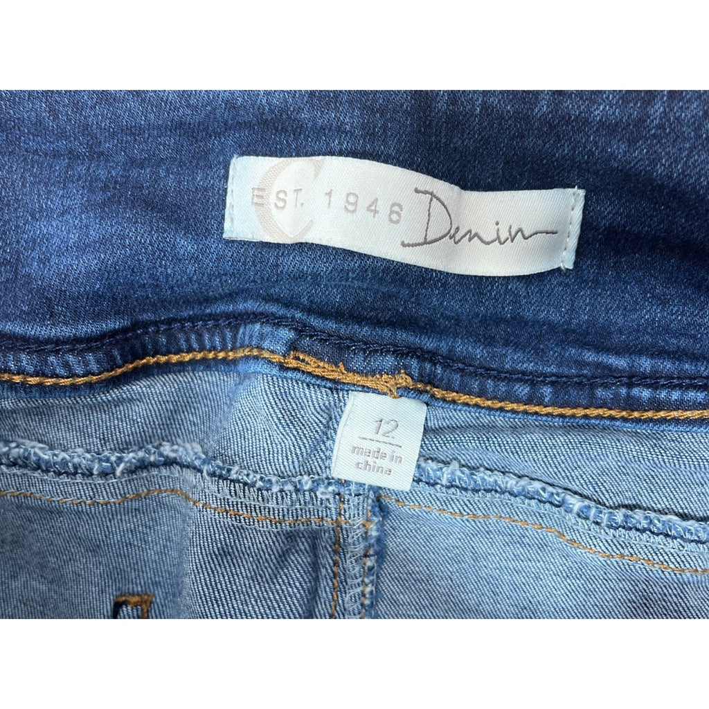 Est 1946 Denim Cato Jeans Super High Hi-Rise Flare Stretch Size 12 Dark Wash