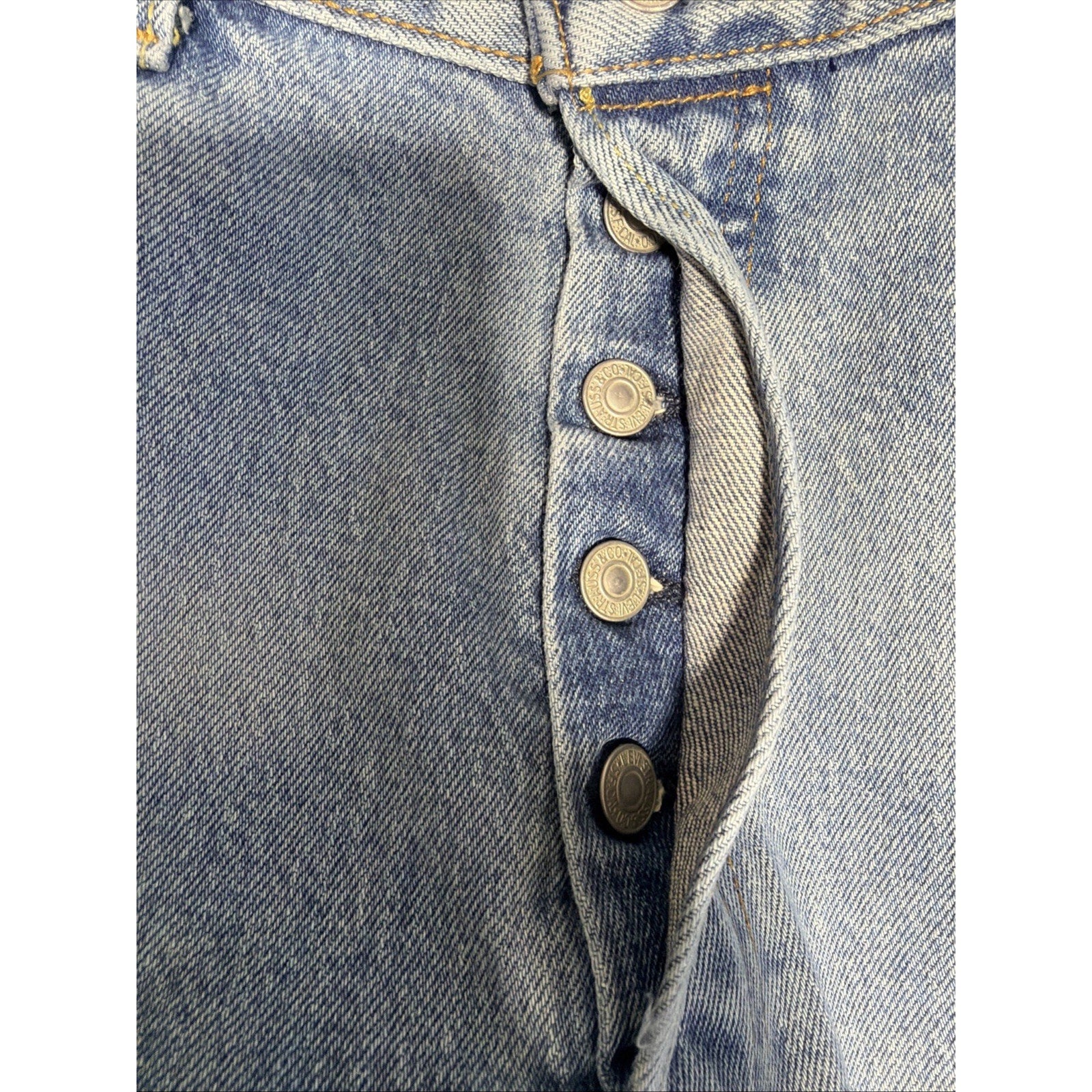 Levis 501 Original Fit Mens Light Wash Blue Straight Leg Button Fly Jeans 34x30