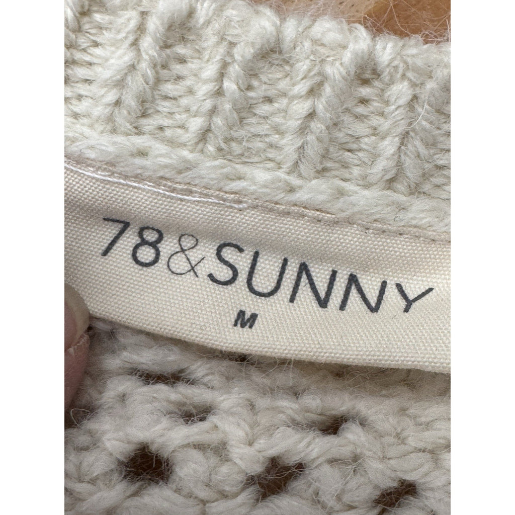 78 & Sunny Fisherman Cream Sweater Cream Open Stitch Pullover Women’s Medium NWT