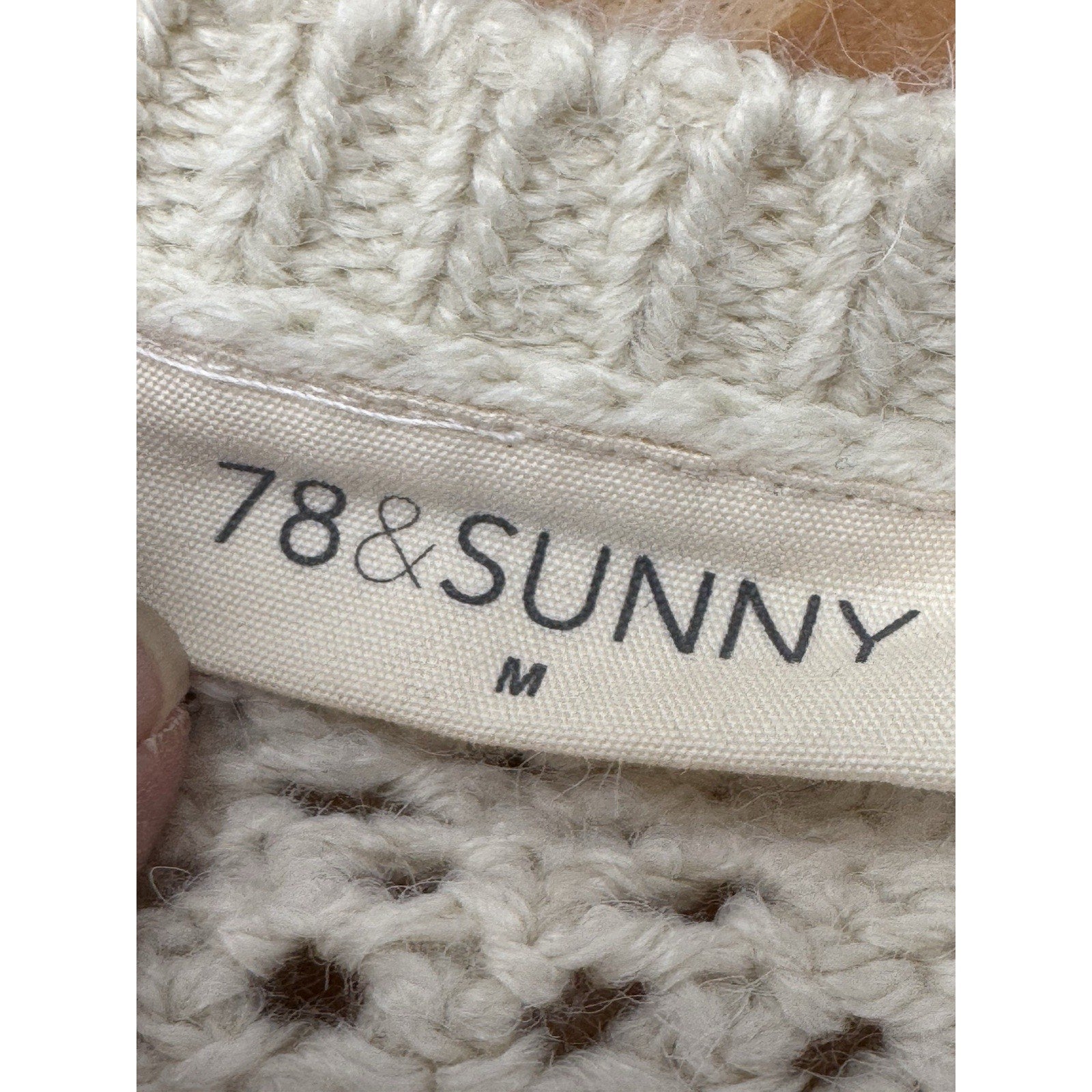 78 & Sunny Fisherman Cream Sweater Cream Open Stitch Pullover Women’s Medium NWT
