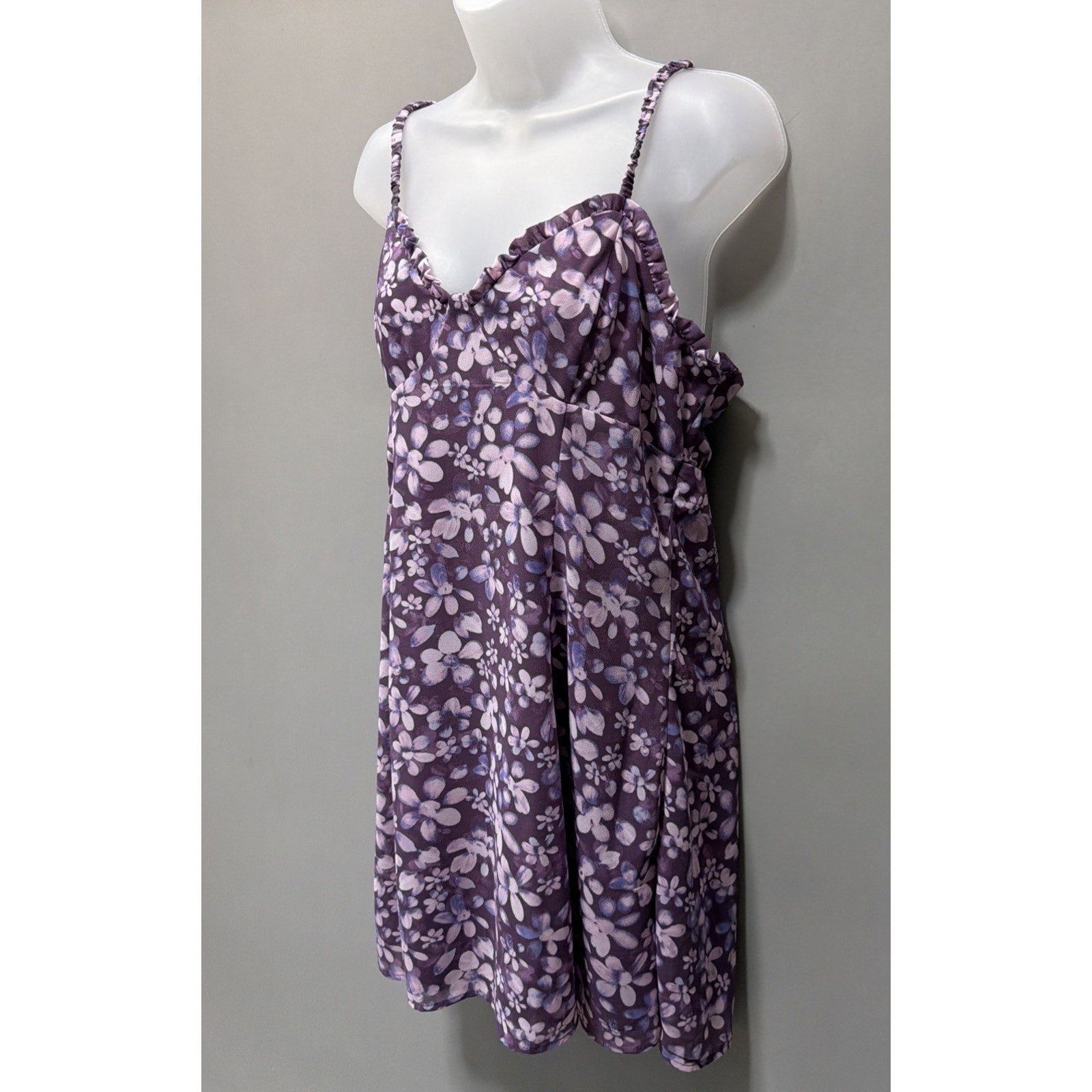 Wild Fable Purple Lined Floral Mini Dress Size M NWT