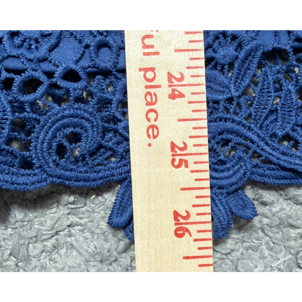 NWT Philosophy XL Blue Lace Short Sleeve Blouse Lined Pearl Button Closure