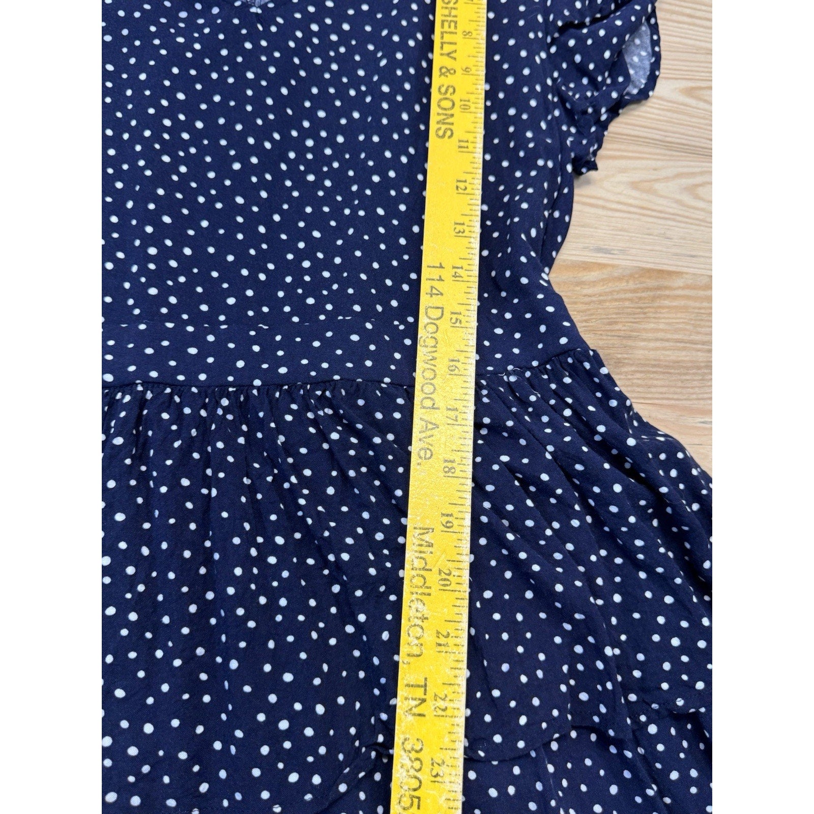 Bobeau Wrap Dress Shift Geometric Navy Blue Hi Low Women’s Size Small