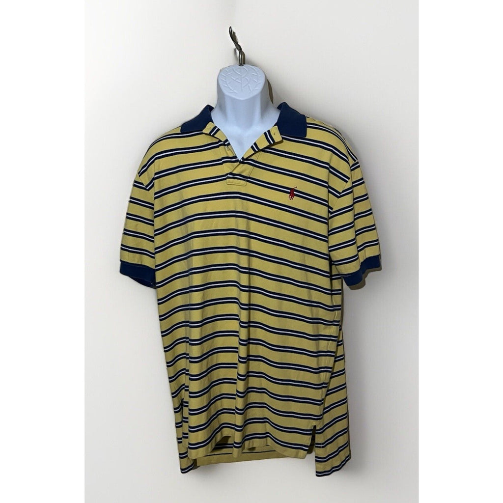 Polo By Ralph Lauren Men's Yellow/Navy Striped Short Sleeve XL