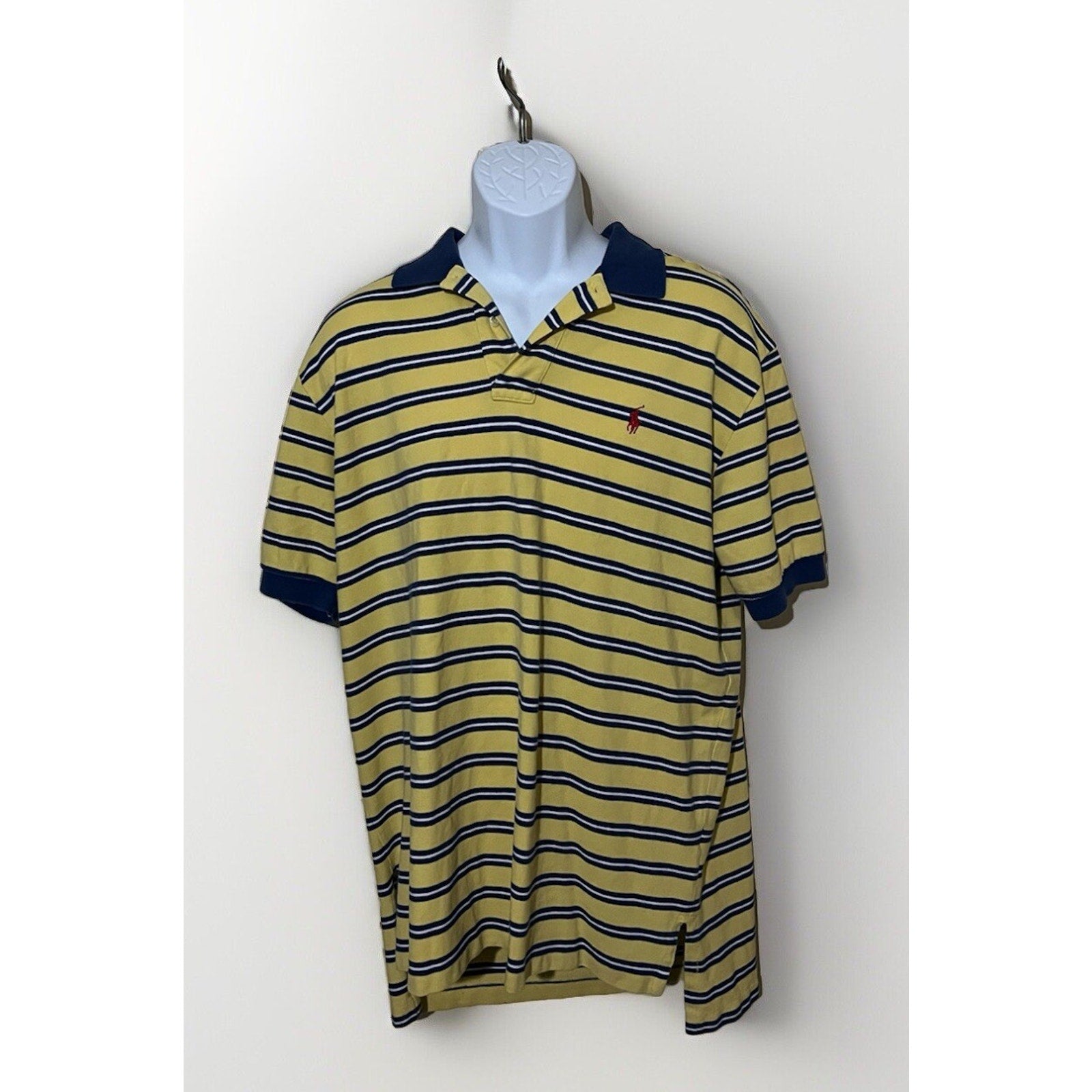 Polo By Ralph Lauren Men's Yellow/Navy Striped Short Sleeve XL