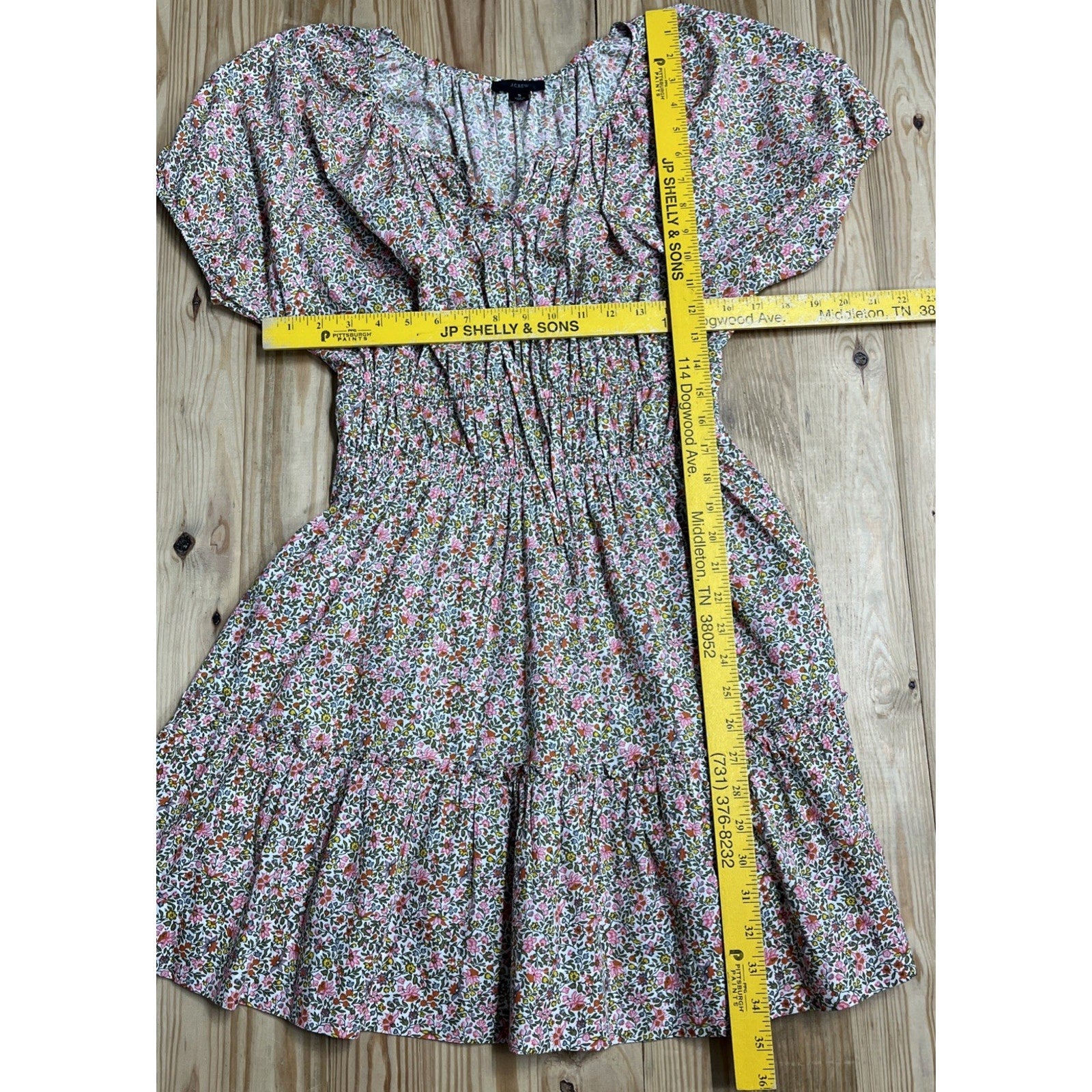 J.Crew Cinched-waist Puff-sleeve Smocked Cottagecore Peasant Dress Sz S Floral