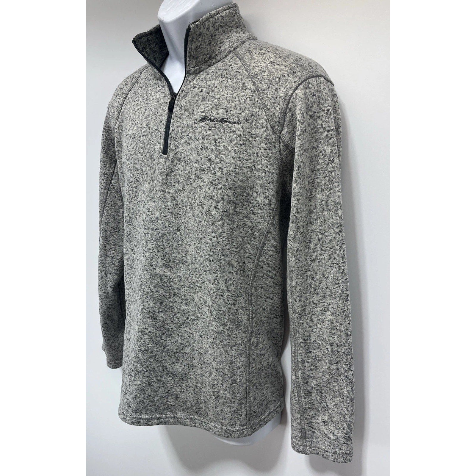 Eddie Bauer Fleece Mens M Quarter Zip Long Sleeve Heathered Gray