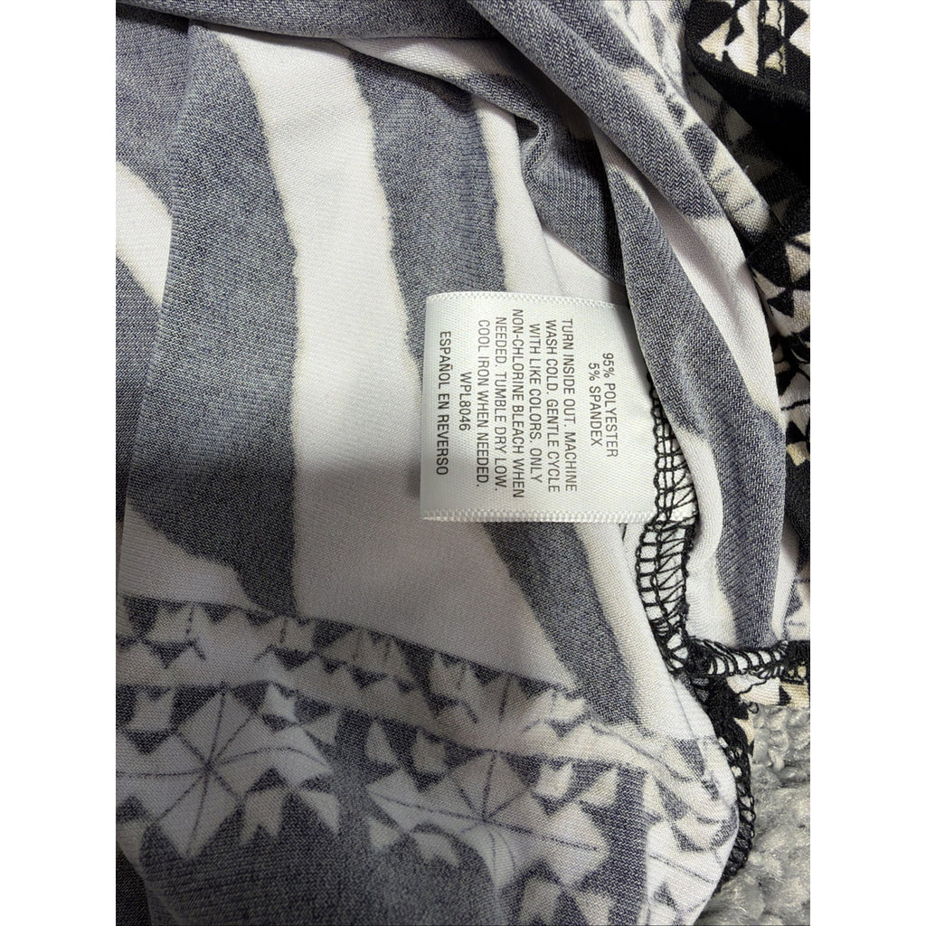 JM Collection Blouse Size L Black Animal Print Beads Boho Aztec V-Neck