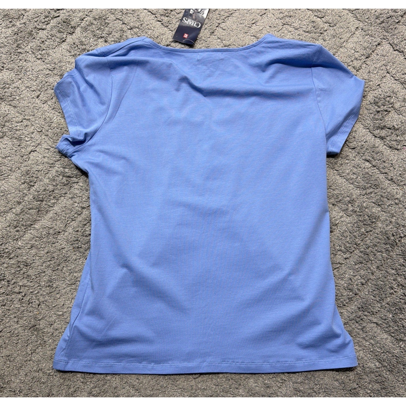 New Chaps Womens Sz XXL Scoop Neck T Shirt Blue Cotton Casual Minimalist