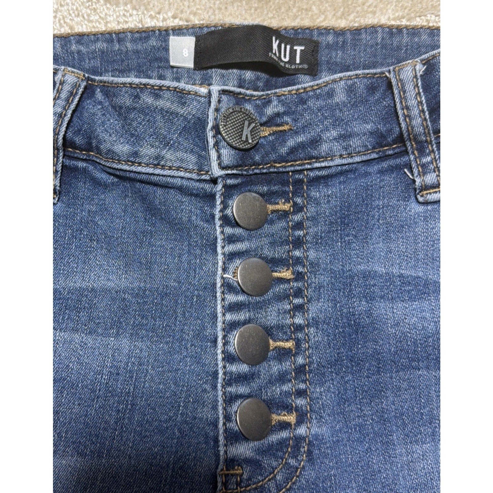 Kut From The Kloth Connie High Rise Ankle Skinny Womens Jeans Button Fly Size 8