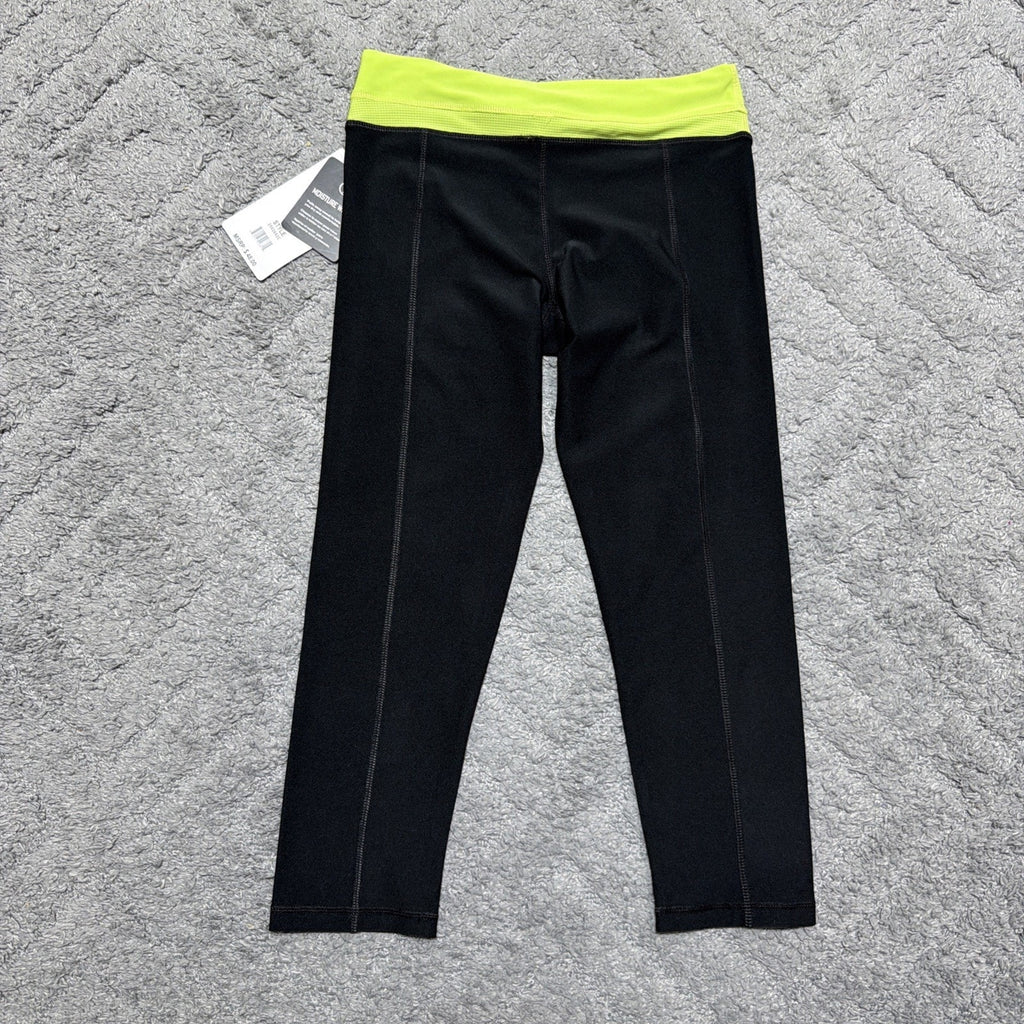VOGO Athletica Leggings Womens S Black Neon Green Capri Crop Yoga Workout NWT