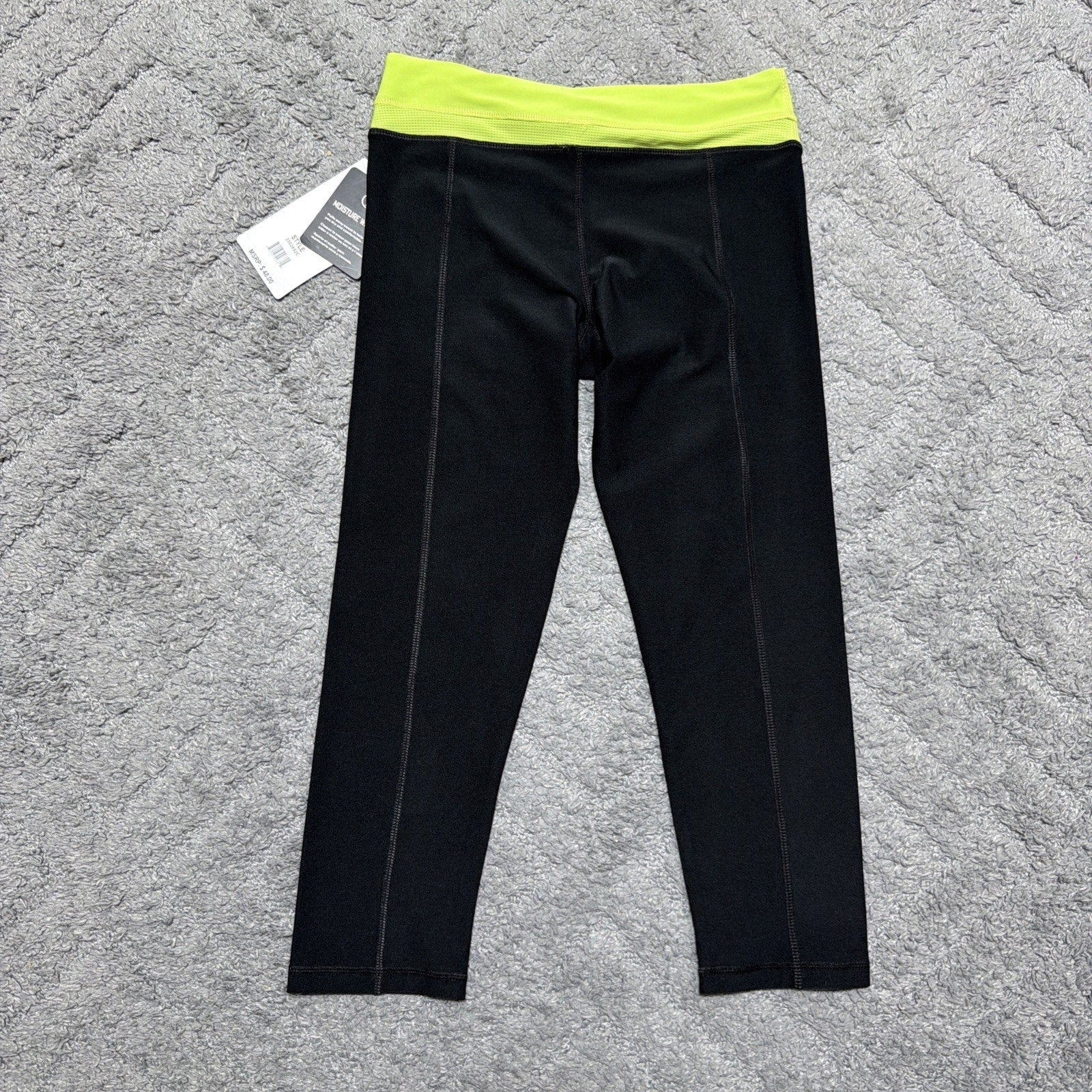 VOGO Athletica Leggings Womens S Black Neon Green Capri Crop Yoga Workout NWT