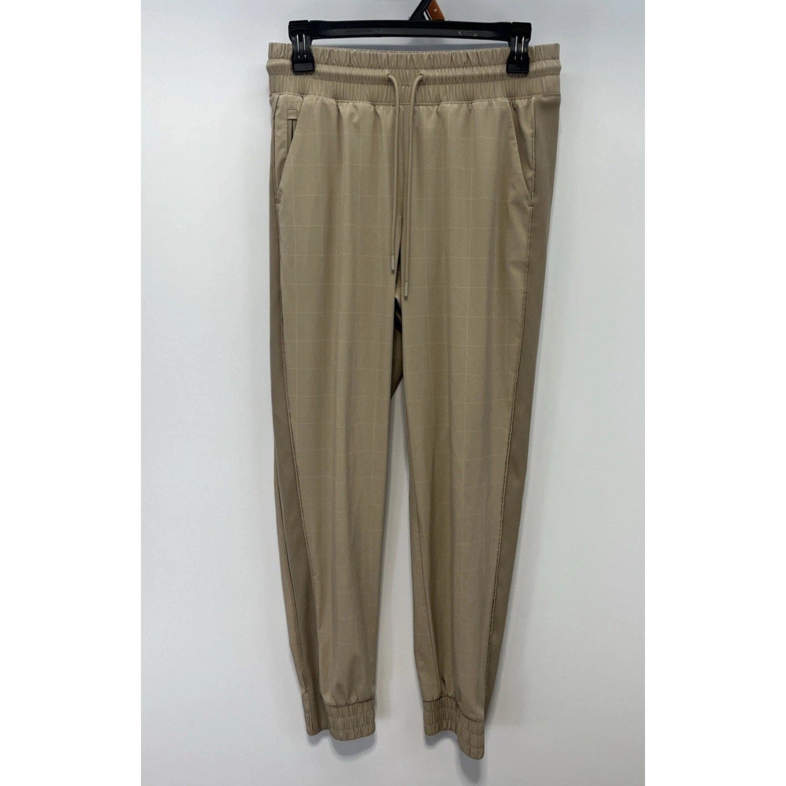 Women's Athleta Brooklyn Textured Jogger Tan Plaid Size 2