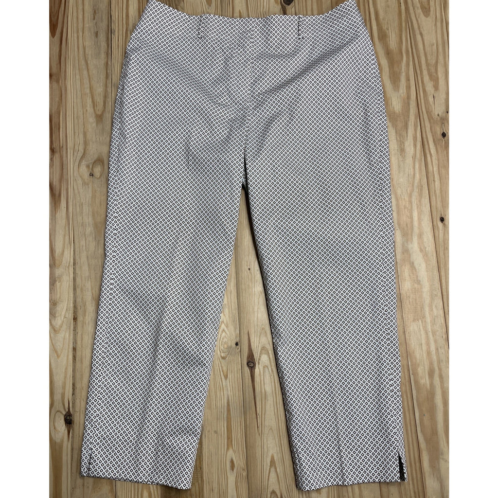 Talbots Pants Womens Size 16 Brown Geometric Print Crop Straight