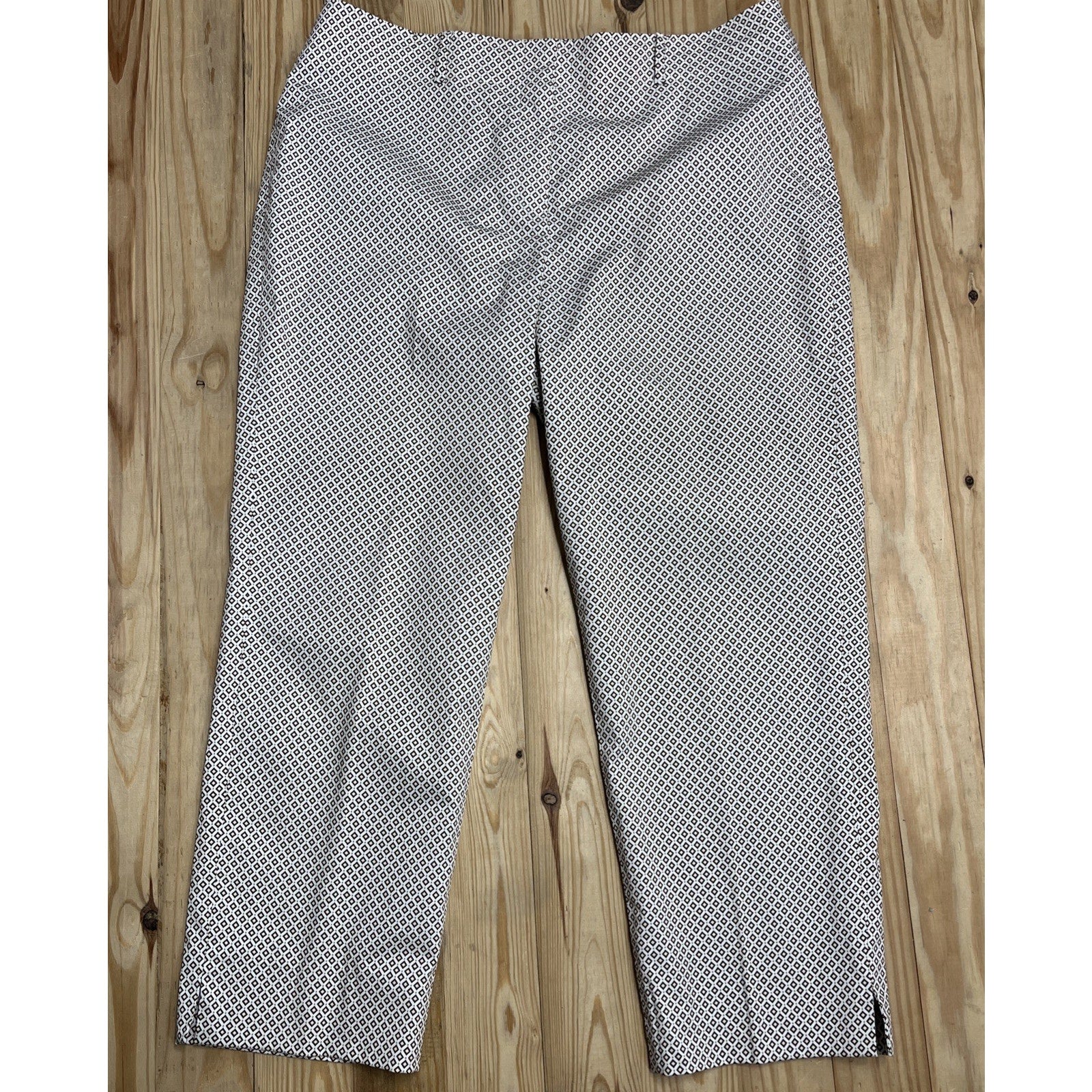 Talbots Pants Womens Size 16 Brown Geometric Print Crop Straight