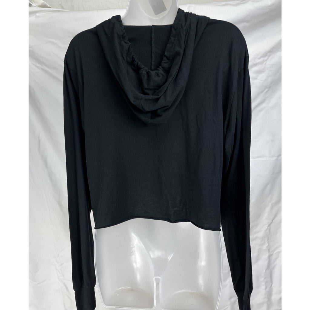 Born Primetime Women’s Black Cropped T Shirt Hoodie Size Large