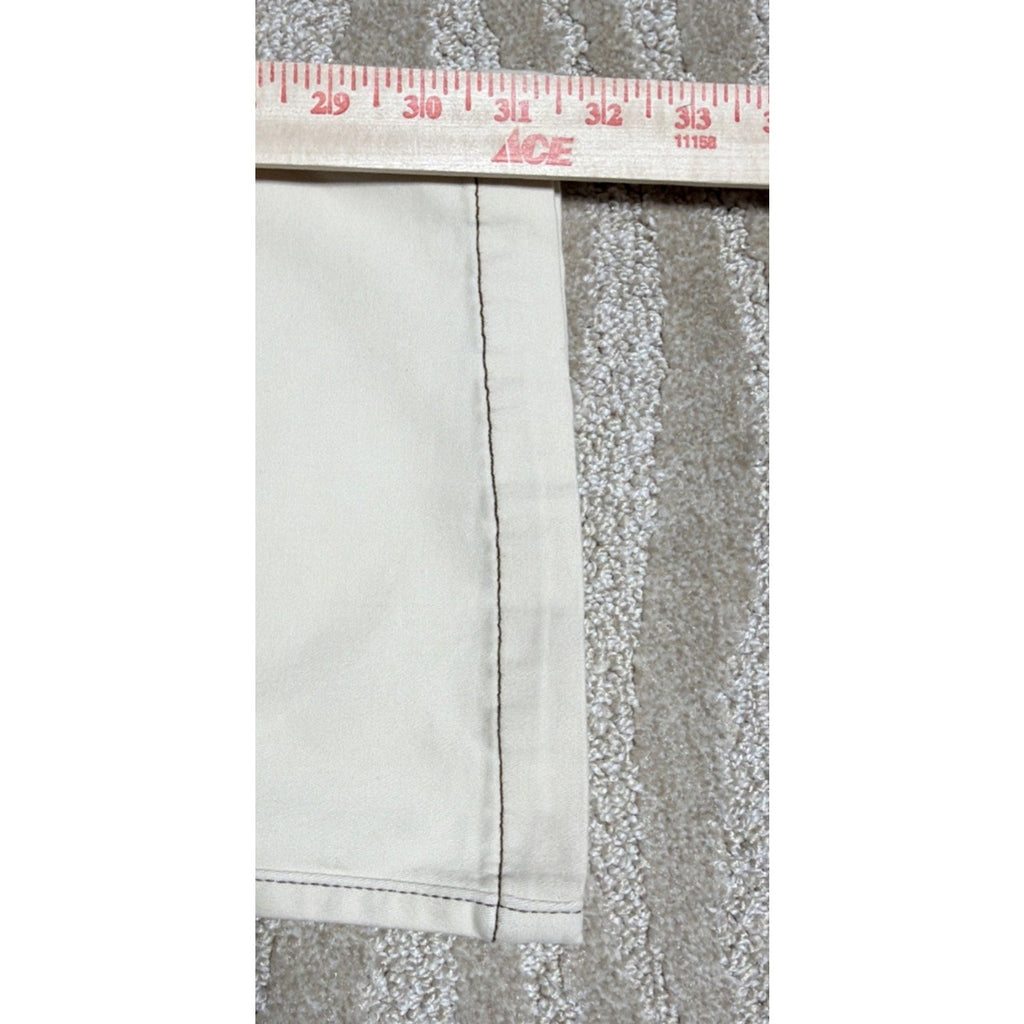 YMI Low Rise All Day Cargo Pants Biege Brown Contrast Stitch Flare Leg 1/25 NWT