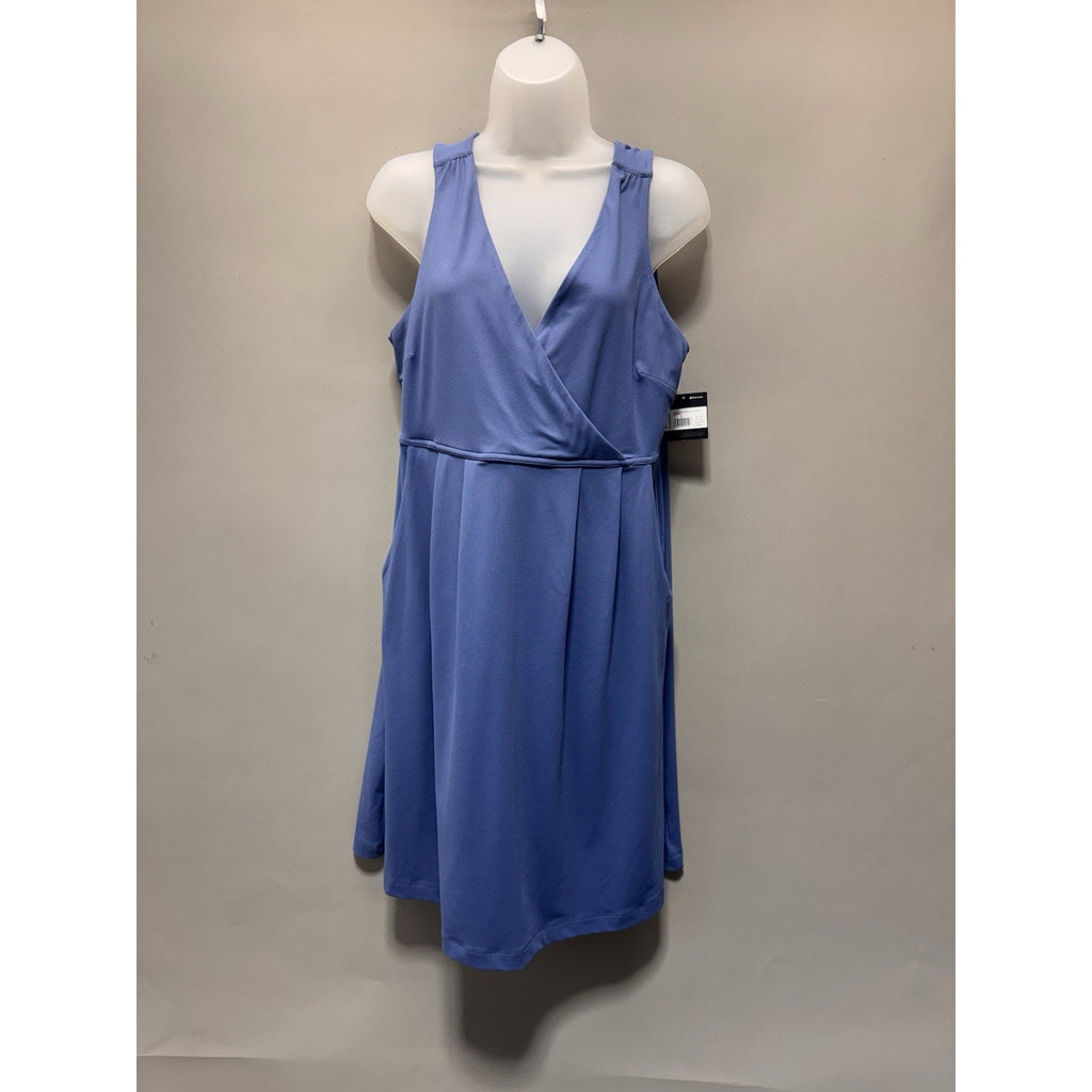 Eddie Bauer Aster Crossover Dress Women’s Large Blue Sleeveless Pocket New