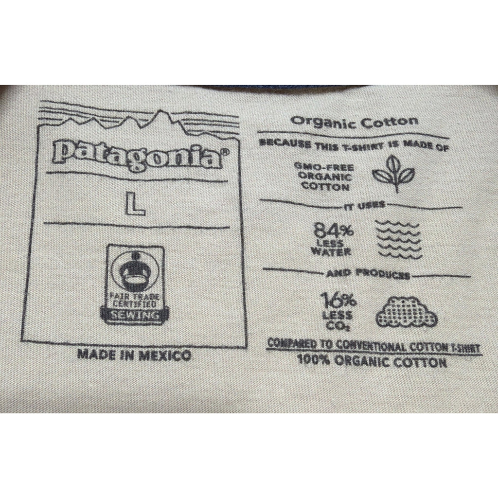 Patagonia Men's Line Logo Ridge Stripe Organic Pocket T-Shirt (Oar Tan) L
