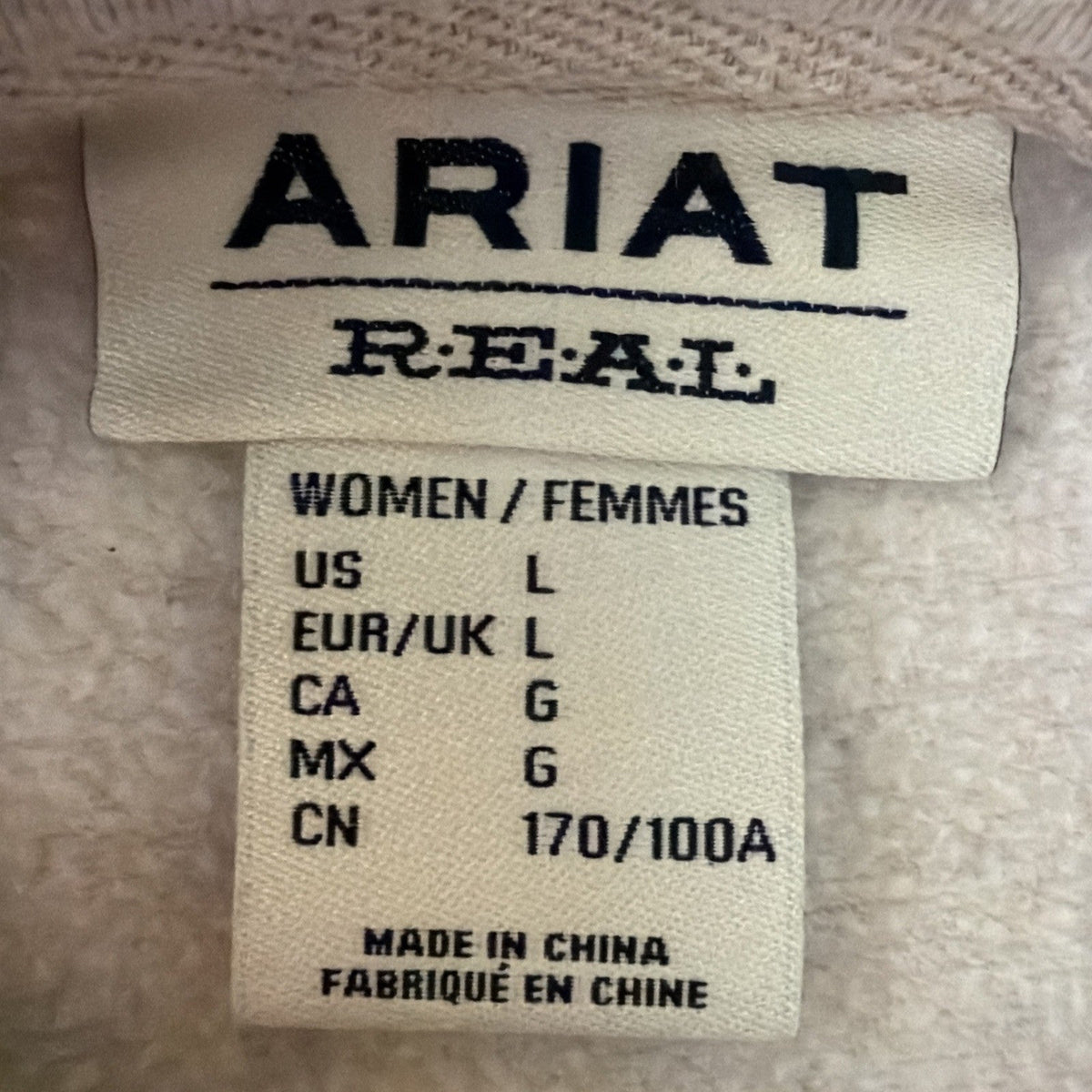 Ariat Womens REAL Elevated Oatmeal Button Henley Pullover Hoodie Sweatshirt L