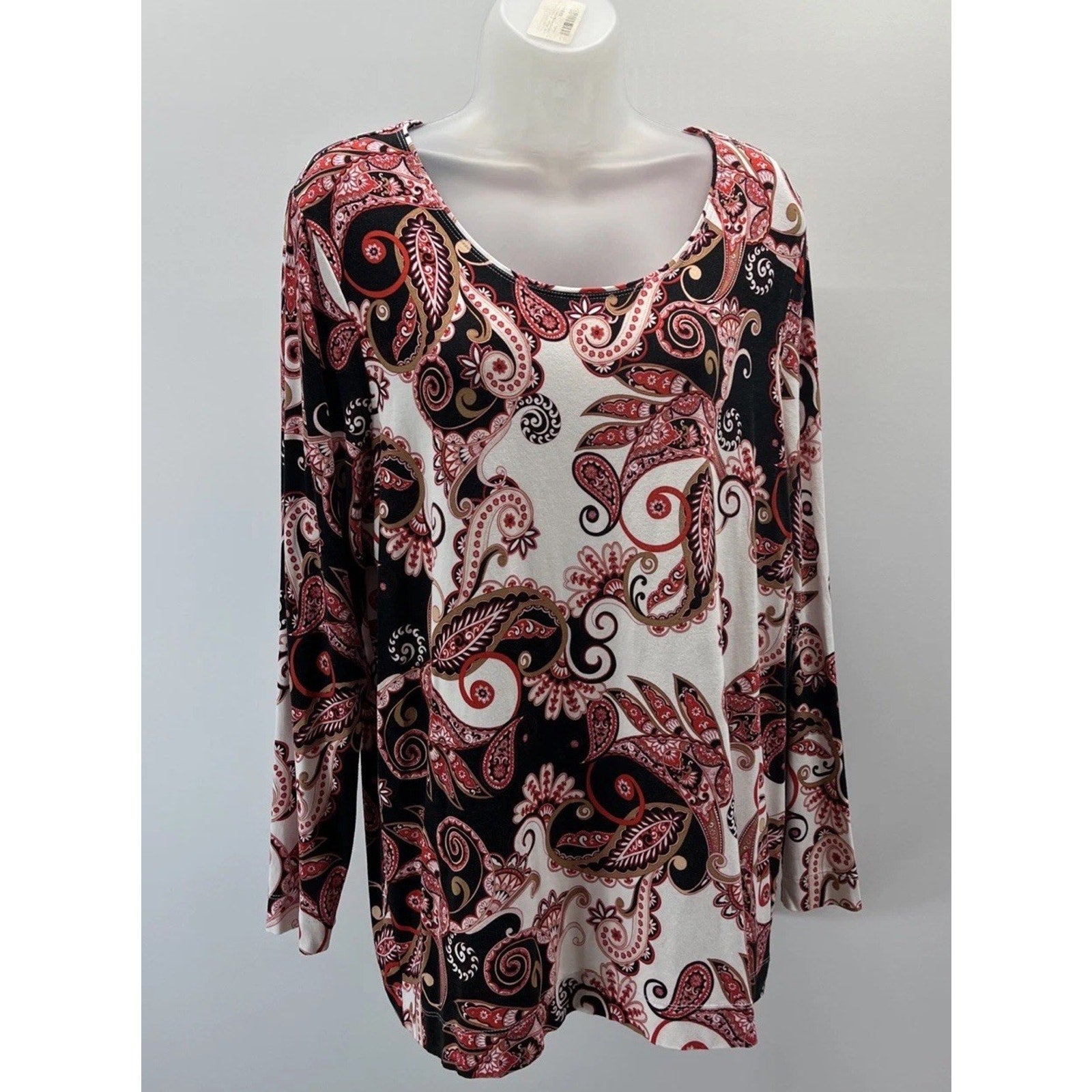 Chicos Blouse Size 3 Paisley Long Sleeves Multicolor Rayon Spandex