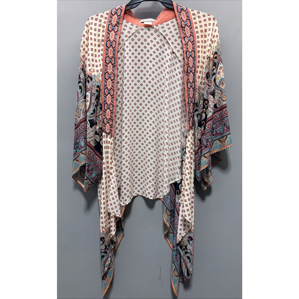 Anthropology Flying Tomato Silky Kimono Embroidered Topper-M/L-Whimsigoth-Boho