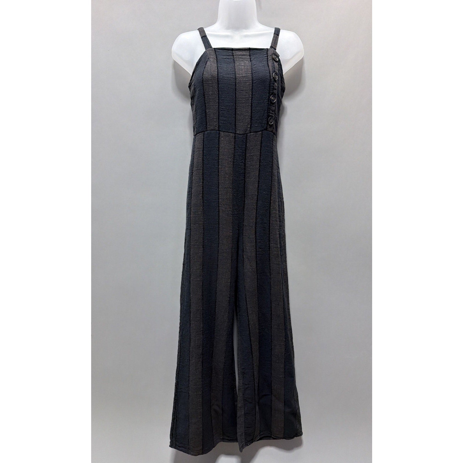 Urban Romantics Jumpsuit Romper Womens M Striped Linen Blend Wide Leg Sleeveless