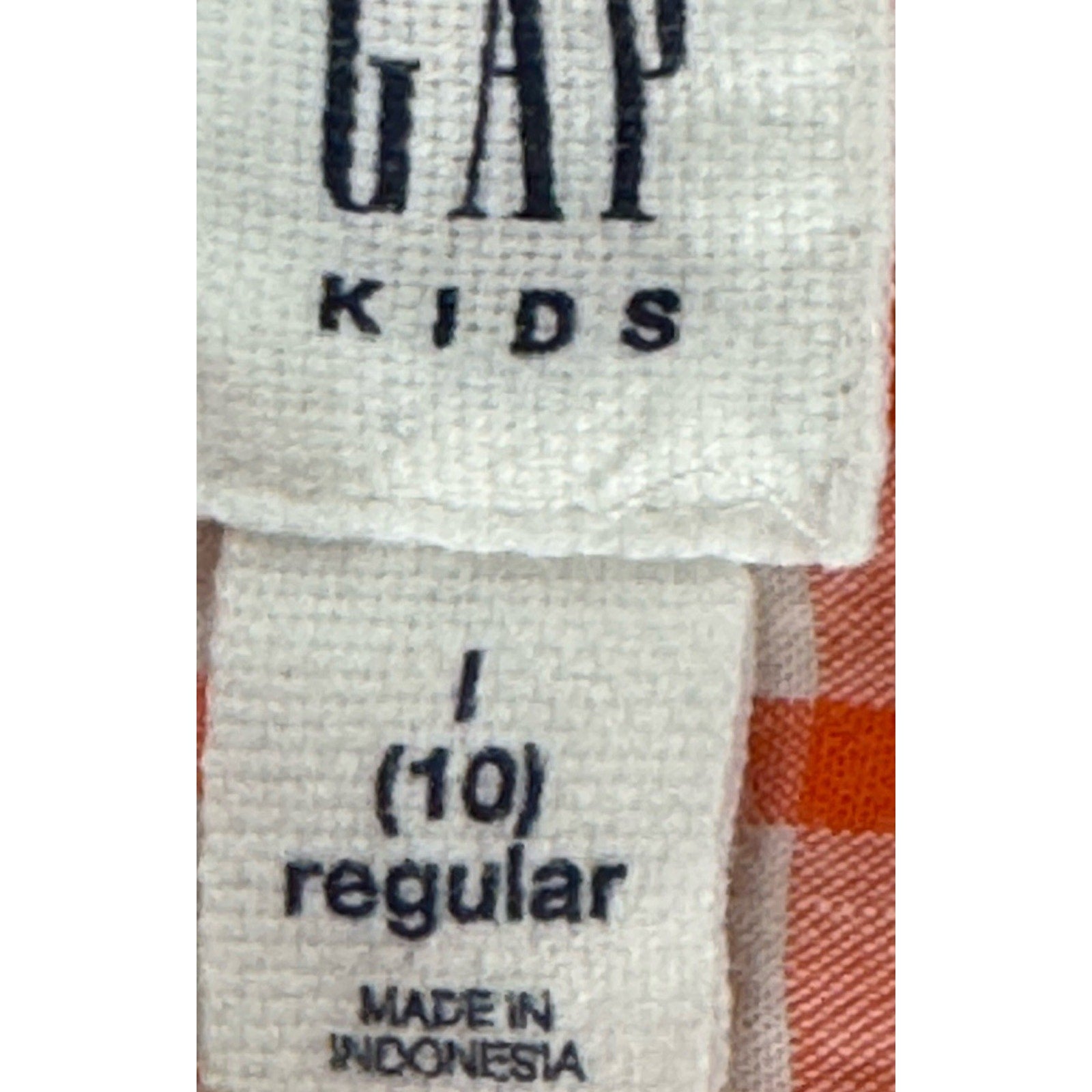 Gap Kids Orange Checkered Button Down Girls Size Large 10 Regular Cotton