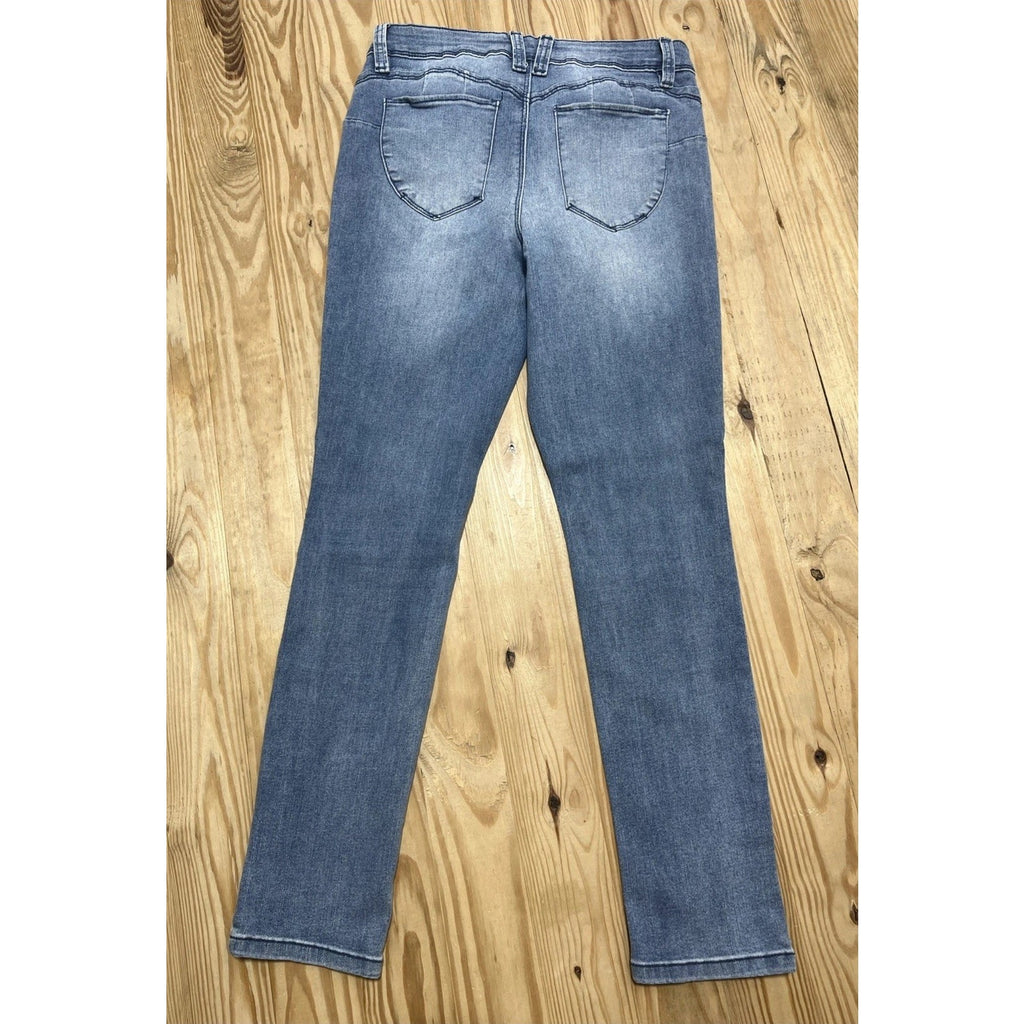 Royalty For Me Pants Womens 8 Blue Denim Jeans Skinny Mid Rise Cotton 28x28.5
