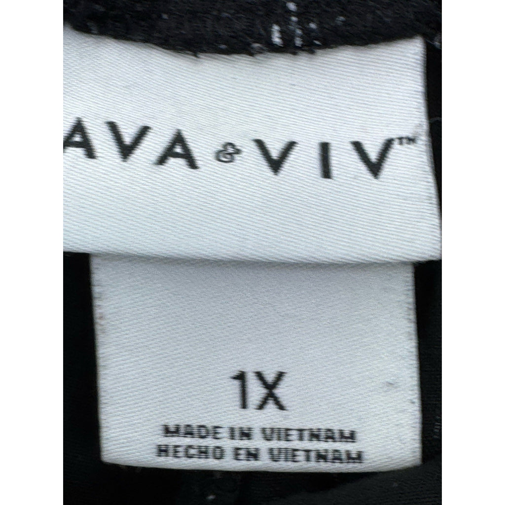 AVA & VIV Rayon Shorts 1X Black/White Elastic Back Waist 36” Unstretched Pockets