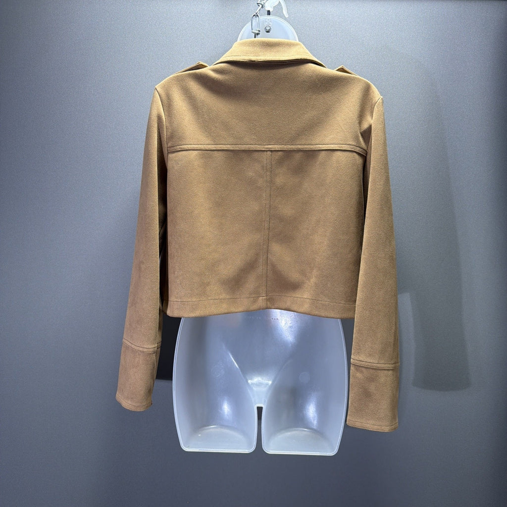 Philosophy Republic Clothing Jacket Womens Small Camel Faux Suede Cropped Moto