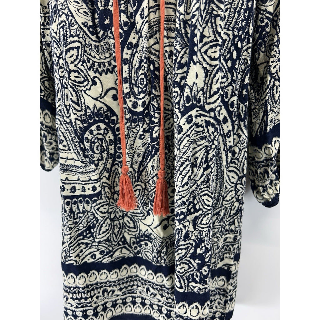 Flying Tomato Boho Dress Womens Medium Colorful Hippie 70s Vibe Mini Bell Sleeve