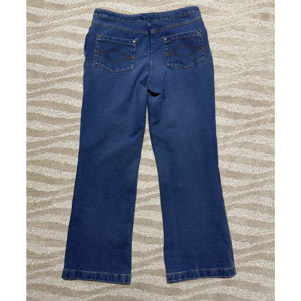 PAJAMA JEANS WOMEN'S PULL-ON BOOT LEG BLUE JEANS STRETCHY 30x27