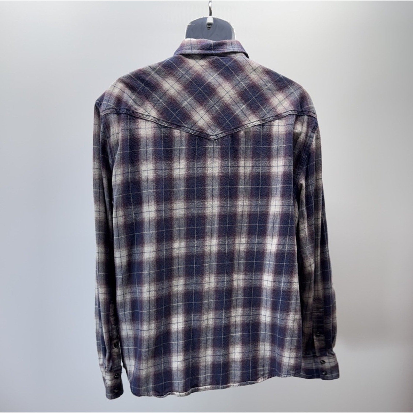 Cody James Long Sleeve Western Pearl Snap Flannel Purple Plaid L