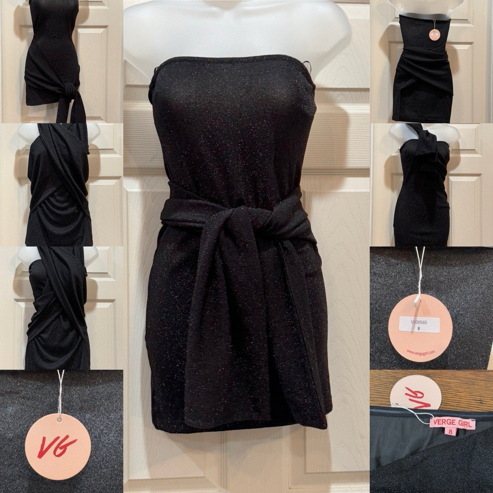 Verge Girl Sleeveless Black Glitter Convertible Dress Size 8