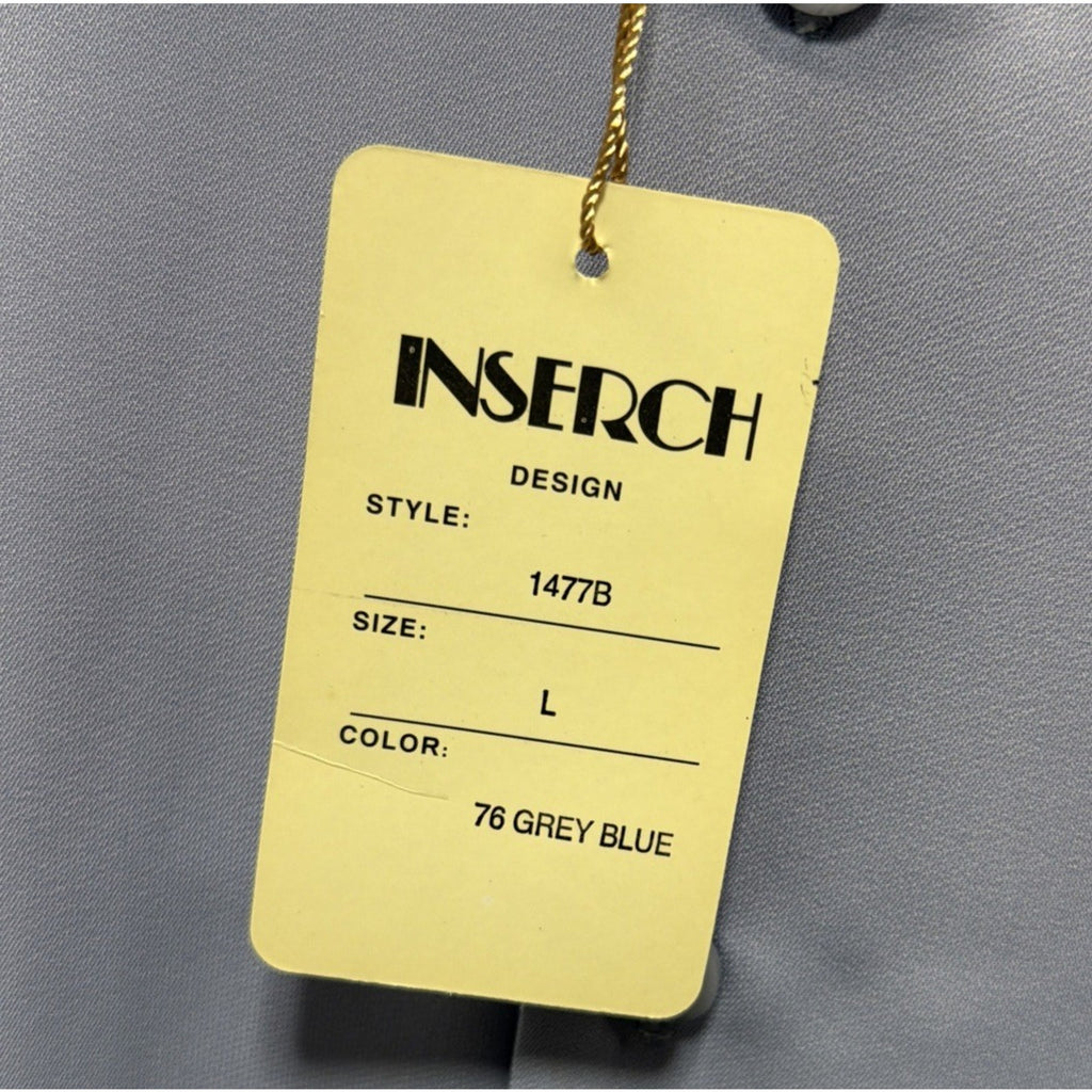 INSERCH Italy Designer Limited Edition Button Down Blue Microfiber Size L NWT